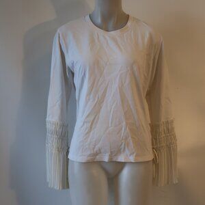 Womens 3.1 Phillip Lim Off-White Long Sleeve Pleated T-Shirt Top M